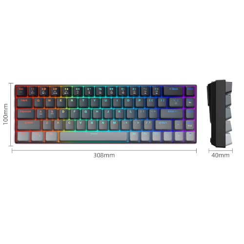 MageGee Portable 60% Mechanical Gaming Keyboard, RGB Backlit Compact 68 Keys Mini Wired Office Keyboard with Red Switches for Laptop PC Mac - Gradient Black - color: Gradient Black/Red Switch