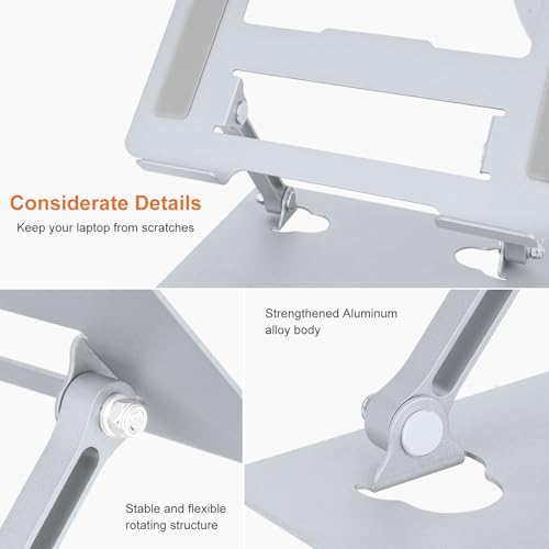 Ergonomic Laptop Stand for Desk, Adjustable Fits All Laptops and Notebooks up to 17 Inch Aluminum Alloy,Steel, Ultra-Thin,Ventilated Cooling Notebook Mount.