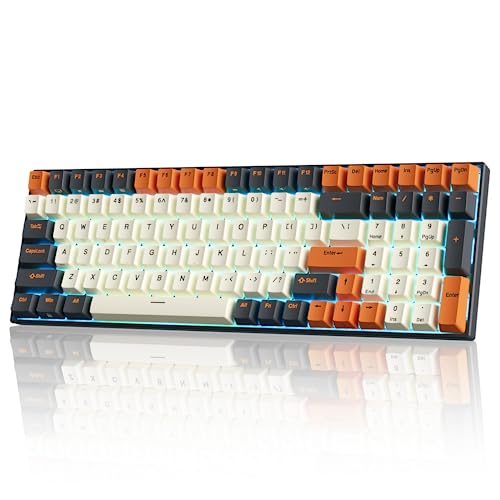 RK ROYAL KLUDGE RK100 Wireless Mechanical Keyboard RGB Backlit Bluetooth5.1/2.4G/Wired 96% Full Size 100-Key Hot Swappable Gaming Keyboard Brown Switch Carbon - color: Carbon, size: Hot Swappable Brown Switch
