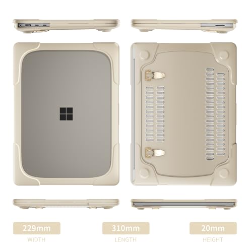 Batianda Durable Stand Case for Microsoft Surface Laptop 13.8 Inch, Khaki | Ergonomic Foldable Stand, Heavy Duty Matte Hard Shell, Fits 2024-2026 Surface Laptop 7/8th Edition for Business 13.8 Inch - color: Khaki