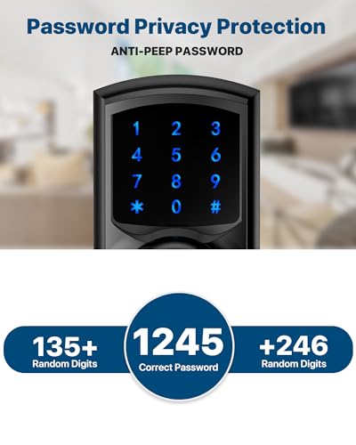 Keyless Entry Door Lock Keypad Smart Door Knob Electronic Digital Code Lock | Zinc Alloy Anti-Bump Security One-Slide Passage Mode Switch 20 User Codes One-Time Guest Code 15 Min Easy DIY Install - size: HL-668K Matte Black 4pack