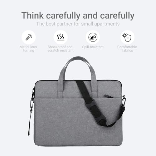 14.96" Water-Resistant Messenger & Shoulder Bag - Protective Laptop Case for 1 Zipper Pockets - color: Grey