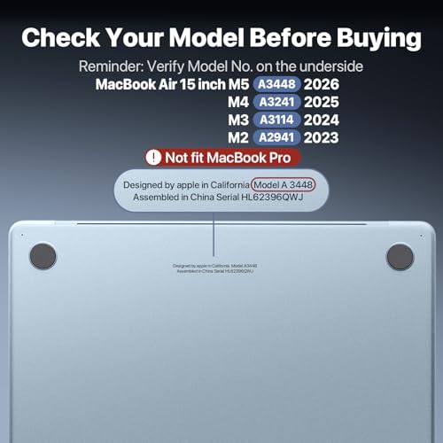 Soonjet for MacBook Air 15 inch Case M5 M4 M3 M2 2026-2023 Mac Laptop Cover | Anti Crack, Matte Sky Blue Clear, Color Match, Fingerprint & Scratch Resistant, Protective Hard Shell, Ultra Thin & Light - color: Sky Blue Clear