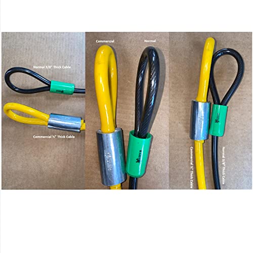 Vascer Commercial Heavy Duty Braided Galvanized Steel Theft Deterrent Security Cable with Looped Ends. (1/2 Inch Thick, 7x19 Construction, 20 Feet) - size: 20 Feet - 1/2 Inch Thick