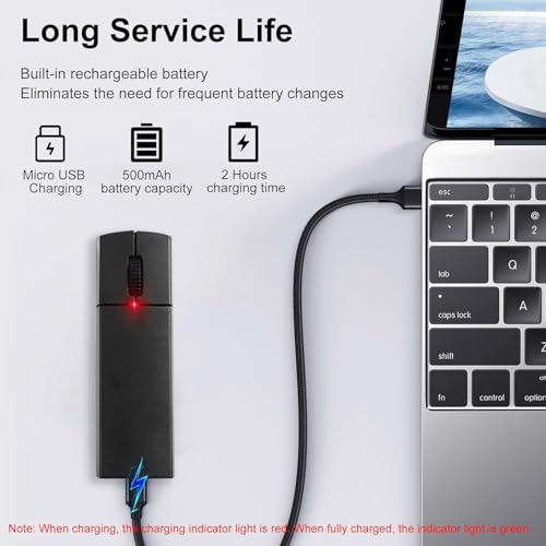 Wireless Mouse Mini Bluetooth 5.1/5.0 & 2.4Ghz Tri Mode Mice,Small Silent Portable Compact Finger Mice, Cute Tiny Travel USB Mouse for MacBook Chromebook PC Laptop Computer Tablet Office School Gift - color: Black