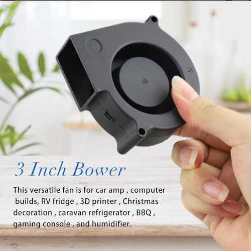 Wathai DC Centrifugal Fan 12V 75mm Brushless Cooling Blower Fan 3 inch 7530 | Small 12 volt snail squirrel cage turbo ventilator unit provides low db quiet exhaust airflow for car audio amp, PC & BBQ - style: 12V 2Pin
