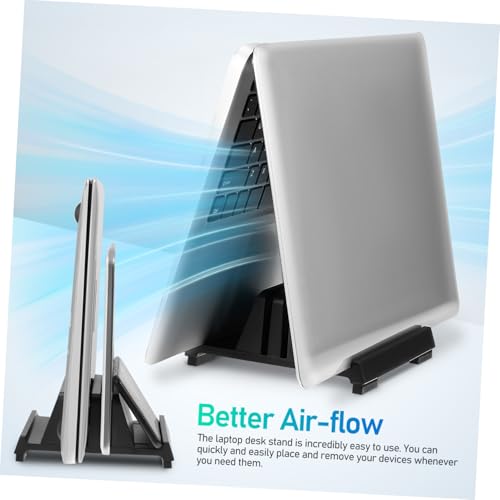 Adjustable Laptop Vertical Stand Dual Slot Laptop Holder for Desk Universal Upright Support for Home Office Ergonomic Workspace Organizer