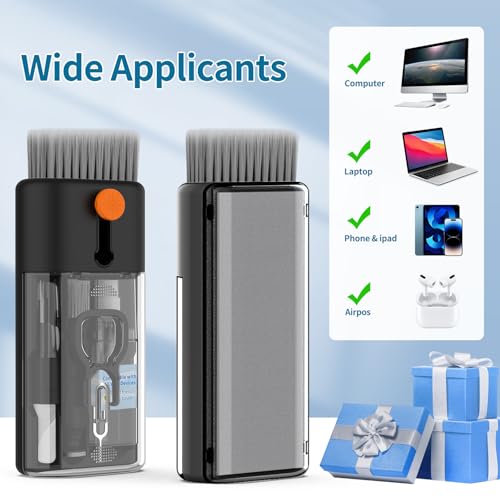 Keyboard Cleaner Laptop Cleaning Kit - Computer Tech Cleaning Brush, Electronic Screen Cleaner Spray and Wipe with Multi-Function Cleaning Tool for MacBook, Tablet, iPhone, Earbuds, Camera, Gaming - color: Black