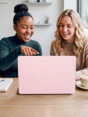 Voidborne Compatible with MacBook Neo 13 inch Case 2026 Release Model A3404 with A18 Pro Chip,Elegant Woven Fabric Leather Plastic Hard Shell Protective Case for Neo 13 inch + Keyboard Cover,Pink - color: Pink-Woven Fabric