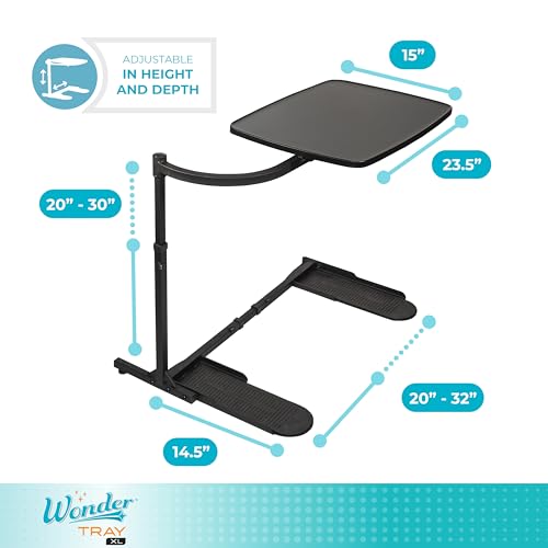 Stander Wonder Tray, Adjustable Swivel Table, Extra-Large Computer Stand, Couch Desk & Gaming Bench, TV-Trays for Eating on Couches, Chairs, Recliners with Laptop Wedges and Cup Holder, XL, Black - color: Black, size: X-Large