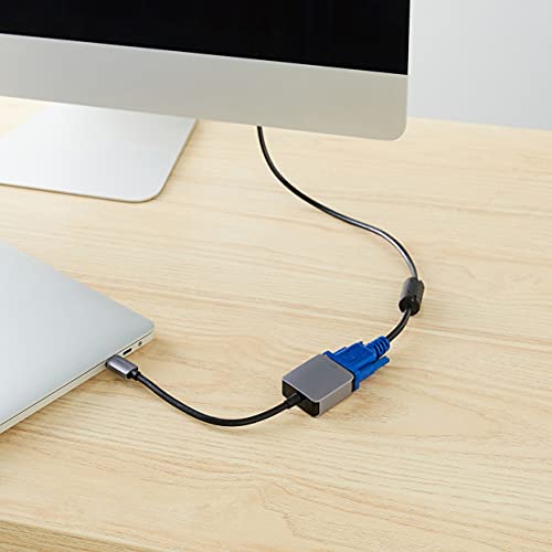Amazon Basics USB-C to VGA Adapter, Aluminum Shell, Thunderbolt 3 Compatible, Plug-n-Play, 1080P, Gray, 1.65 x 1.38 x 0.63in - size: 1.65*1.38*0.63in