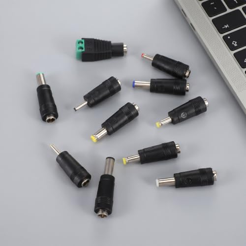 11Pcs DC Adapter Plug Kit, Universal 5.5mm x 2.1mm AC Cord Connector | Power Supply Plug Jack Tips Charger Adapters Set for LED Strip, Laptop, Router, Camera, Bluetooth Speaker& More