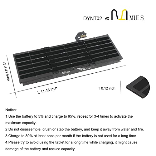 DYNT02 Tablet Battery for Microsoft Surface Laptop 3 Gen 13.5"Keyboard Base | 867 1868 15 Core i5-1035G7 Series G3HTA052H G3HTA053H G3HTA057H G3HTA058H 7.58V 6041mAh 45.8Wh with Tools, Extended runtime
