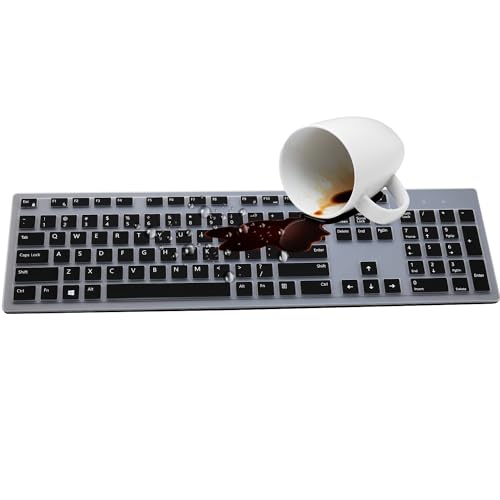 Keyboard Cover for Dell KM636 Wireless Keyboard & Dell KB216 Wired Keyboard & Dell Optiplex 5250 3050 3240 5460 7450 7050 & Dell Inspiron AIO 3475/3477/3670 All-in one Desktop Keyboard Skin-Black - color: Black