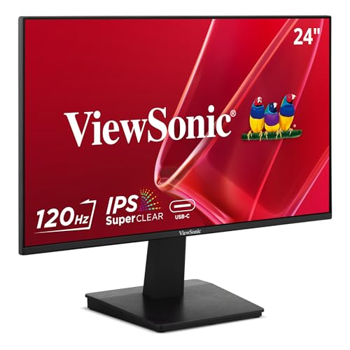 ViewSonic VA2448-MHU 24 Inch 1080p Monitor, IPS Display with 120Hz for Everyday Productivity, Variable Refresh Rate for Home and Office, HDMI, VGA, and USB C Inputs - size: 24-inch Usb-c