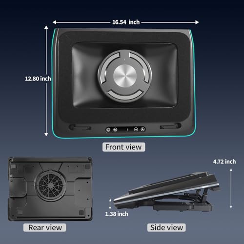 IMMOENUC- Compressed Air Laptop Cooling Pad with Wireless Charging RGB Laptop Cooler Stand with Powerful External Turbo Cooling Fan Compatible with 14-inch and Above MacBook/Dell/HP/Lenovo Laptops