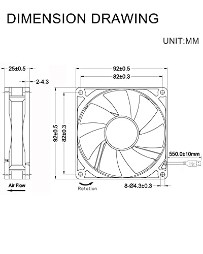 GDSTIME Dual 92mm USB Cooling Fan 5V w/Speed Control DC Brushless Case Fan | L/M/H Adjustable, 92x92x25mm, 9225, for Terrarium, Receiver, DVR, PlayStation, Xbox, Computer Cabinet Cooling - size: 92x25mm