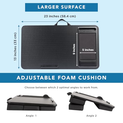 LAPGEAR Extra Large Adjustable Lap Desk - Black Carbon, Fits 17.3" Laptops