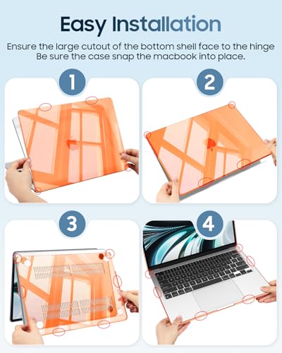 Fintie Case for MacBook Air 13 inch A3449/A3240/A3113/A2681 2022-2026 | M2/M3/M4/M5, Snap On Hard Shell, Full Port Access, Easy On/Off, Lightweight, Cosmic Orange - color: Garden-Black