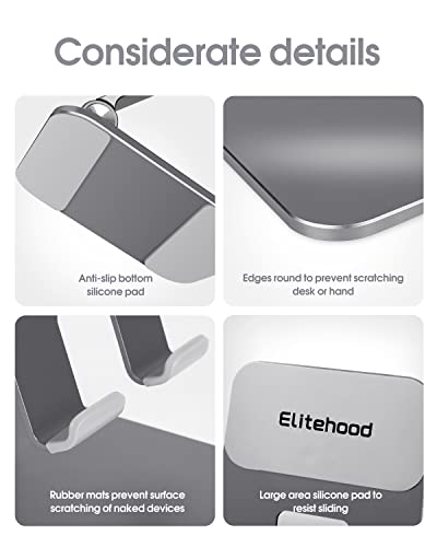 elitehood Aluminum iPad Stand, Adjustable iPad Holder for Desk, Desktop Tablet Stand Dock for Pro 13 12.9 11 Air Mini 4 5 and More 4-13 inches Tablets, Gray - color: Gray