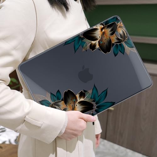 MEEgoodo 4-in-1 Printed Case for MacBook Neo 13 inch 2026 Release Model A3404, Laptop Hard Shell Cases with Keyboard Skin & Screen Protector & Webcam Covers, Golden Lilies - color: Golden Lilies