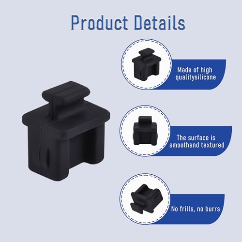 10 PCS SFP-B Port Anti-dust Plugs, Silicone Covers Caps Stoppers, Port Protector for Ethernet SFP Port, 0.55 x 0.47 x 0.67 (LxWxH) - size: SFP-B/Black/10 PCS