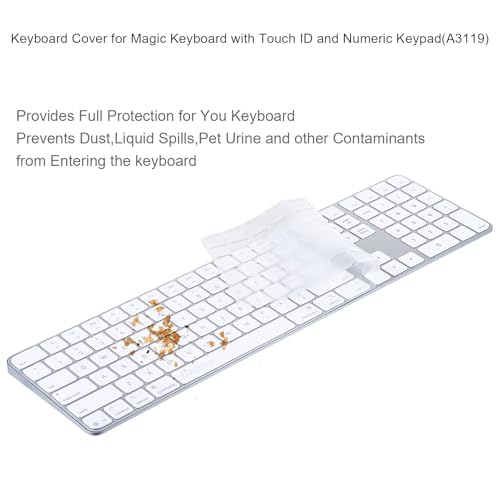Ultra Thin TPU Keyboard Cover Protector Skin for 2024 Apple Magic Keyboard with Numeric Keypad Touch ID A3119