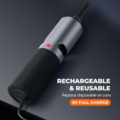 Electric Air Duster, Cordless Compressed Air Duster, Metal Body, 4 Speeds, Hold-to-Turbo, for Keyboard, PC, Car Interior Cleaning, Canned Air Alternative