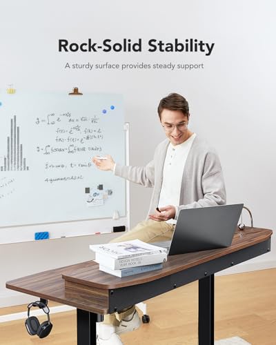 HUANUO 60″ x 30″ Electric Standing Desk with 2 Drawers, C-Clamp Mount Compatible, Height Adjustable Computer Desk, Home Office Stand Up Desk with 4 Preset Heights & 2 Hooks, Walnut - color: Walnut, size: 60" X 30"