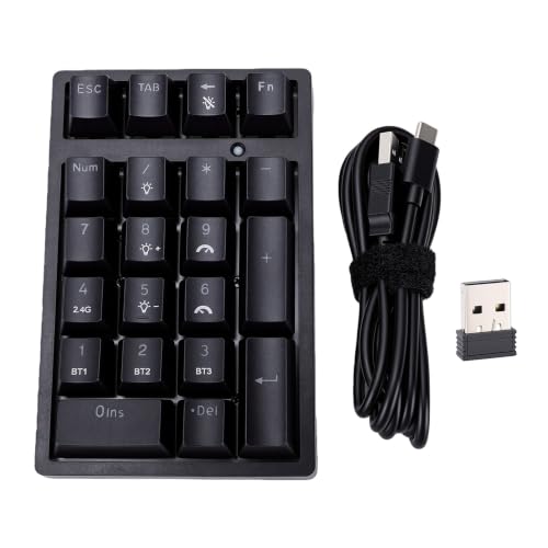PUSOKEI Wireless Number Pads, Bluetooth Mechanical Numeric Keypad with RGB Light, Mini Portable Financial Accounting Rechargeable Numeric Pad for Laptop, PC