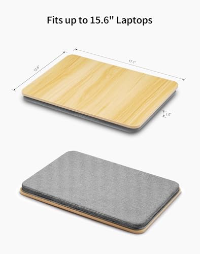 ZEAPTAC Portable Lap Laptop Desk with Pillow Cushion, Fits up to 15.6 inch Laptop, Lap Stand for Bed & Couch & Carpet, Book Tablet/Drawing Board/Computer Laptop Stand - Light Brown Wood - color: Light Brown Wood
