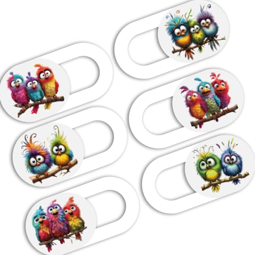 6Pcs 6 Styles Cute Camera Cover Slide Birds 0.04 Inch Privacy Guard Accessories, White Webcam Cover Ultra Thin Protector Blocker for Desktop Computer Tablet Notebook Mini PC Office Use - color: Birds