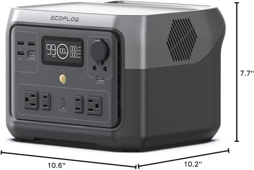 EF ECOFLOW Portable Power Station River 2 Max 500, 499Wh 500W | 1 Hr Fast Charging, LiFePO4 Battery, Up to 1000W Output Solar Generator (Solar Panel Optional) for Outdoor Camping/RVs