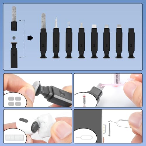 walrfid Cleaner Kit for AirPod, 12-in-1 Earbud Cleaning Kit | with 30ml Screen Cleaner and Camera Lens Cleaning Pen, Multi-Tool for Charging Case Tablet iPad Phone Charging Port