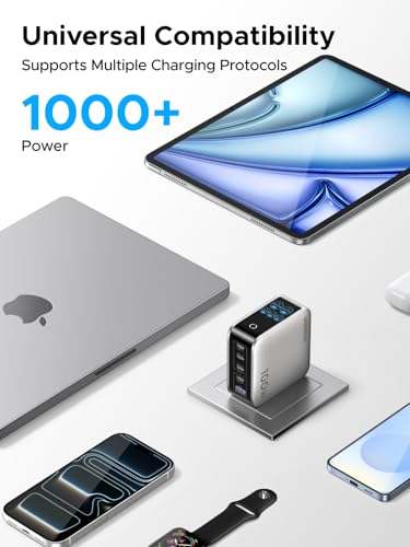 UGREEN Nexode Pro 100W GaN USB C Charger, 5-Port Fast Type-C Wall Charger Block with Smart Display Compatible with MacBook Pro/Air, iPhone 17/16 Series, Galaxy, iPad Pro, Steam Deck