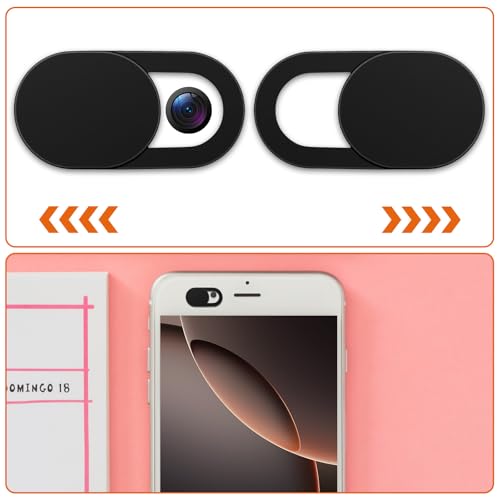 64Pcs Webcam Cover, Ultra Thin Laptop Camera Cover Slide for Laptop/Cell Phone/PC/Tablet PC Accessories Camera Blocker Slider, Great for Privacy - Black