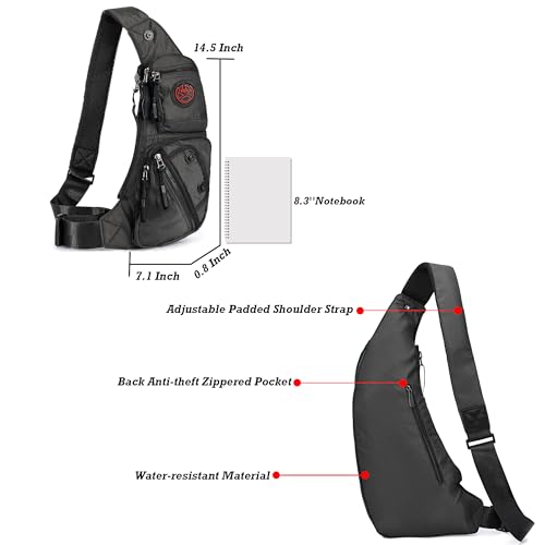 NICGID Sling Bag Chest Shoulder Backpack Crossbody Daypack for Men Women | Travel Outdoor Hiking Concealed Carry Fishing Fanny Tool Small Casual - color: Black-2620n