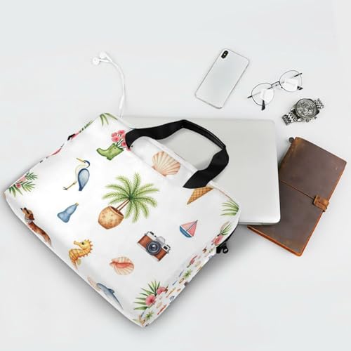 Laptop Zipper Case Portable Crossbody Messenger with Handle and Shoulder Strap 15.6 inch Case Hard Cover with Zipper Sea Ocean Animal Summer
