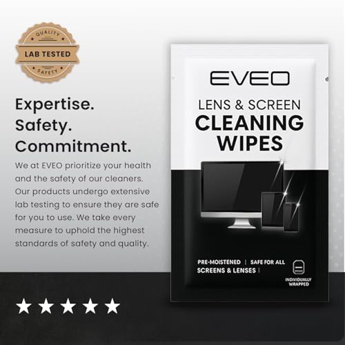 EVEO Screen Wipes (150 Pack) - Electronic Wipes, Computer Screen Cleaner Wipes for Electronics | Computer Screen Wipes Phone Wipes & Lens Wipes for PC, Laptop, Phone, Car & More - Microfiber Included - size: 150 Pack