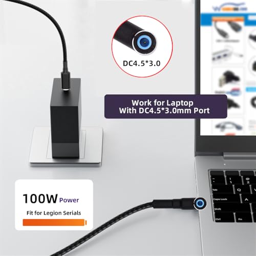 USB-C 100W 20V Input to DC 4.5 * 3.0mm PD Power 65W Output Charge Cable Support QC PD Type-C Compatible with HP-Laptop (1.8m) - style: 4.5x3.0mm HP
