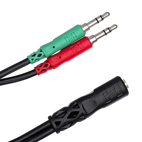 Hosa YMM-107 Headset/Mic Breakout Cable, 3.5 mm TRRSF to Dual 3.5 mm TRS