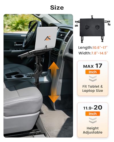 MELIPRON No-Drill Laptop Mount Fit for Mercedes Sprinter, ProMaster City | Heavy-Duty Mobile Office for Technicians and Fleets, Fit for ProMaster Vans & Dodge Charger, Cooling Fans, Dual Swing Arms