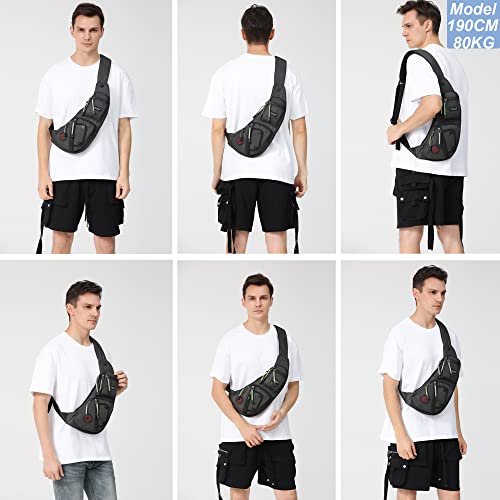 NICGID Sling Bag Chest Shoulder Backpack Crossbody Daypack for Men Women | Travel Outdoor Hiking Concealed Carry Fishing Fanny Tool Small Casual - color: Black