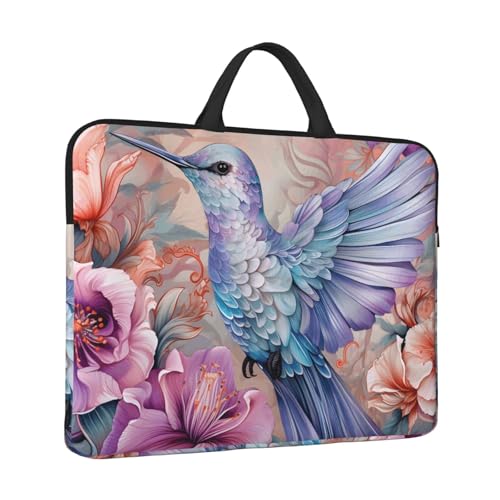 Pink Flower Hummingbird 14 Inch Laptop Sleeve Case,Handheld Waterproof/Shockproof Computer Carrying Bag Suitable for Daily Travel/Tourism/Business Trips, etc - color: Pink Flower Hummingbird