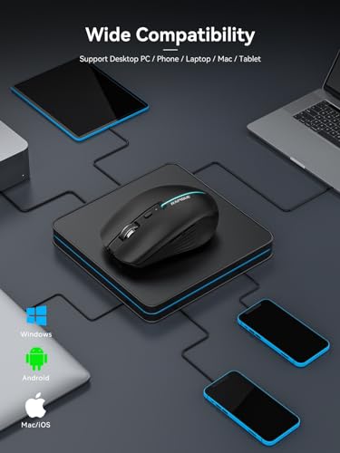 RAPIQUE Bluetooth Wireless Mouse - (BT1/BT2+USB) Tri-Mode High Performance, Rechargeable, Quiet Click, Multi-Device Compatibility for Laptop, Computer, MacBook, Tablet, PC (Black) - color: Black
