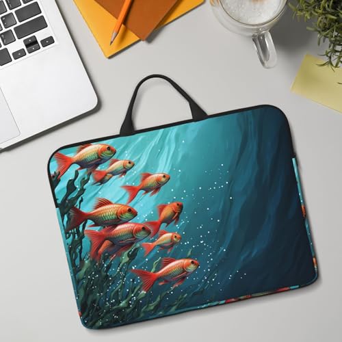 14 inch Laptop Sleeve with Handle Shockproof Laptop Bag Waterproof Computer Cover Bag Fish Aquarium Briefcase