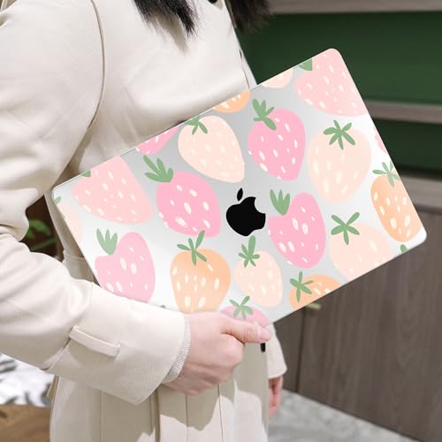 MEEgoodo Compatible with MacBook Pro 14 inch Case (M5/M4/M3/M2/M1) Pro/Max 2026 2025 2024 2023 2021, Fit Model A3427/A3426/A3434/A3112/A3401/A3185/A2918/A2992/A2779/A2442, Colorful Drawn Strawberries - color: Cute Drawn Strawberries