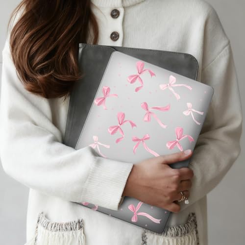 for MacBook Air 13.6 Inch Case M5/M4/M3/M2 2026-2022 Release A3449 A3240 A3113 A2681 Pink Bow Cute Design Crystal Clear Girly Case Laptop Protective Hard Shell Cover - color: Pink Bow