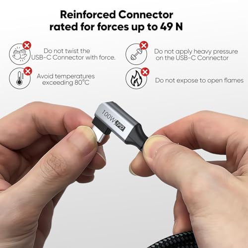 USB C Extension Cable, USBC Right Angle Extender Cord 6 FT USB 3.1(10Gbps) Male to Female 100W Fast Charging Cable Compatible for MacBook Pro/Air, Switch, Laptop, Tablet and Mobile Phone - size: 6.6FT