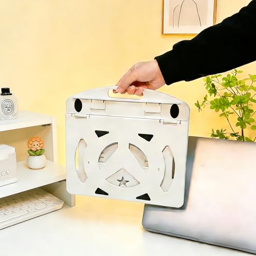 Portable Laptop Stand for Desk, Office, Travel, Home | Ergonomic & Foldable, 7 Adjustable Angles, 360° Rotating, Cooling Vent Design, Lightweight